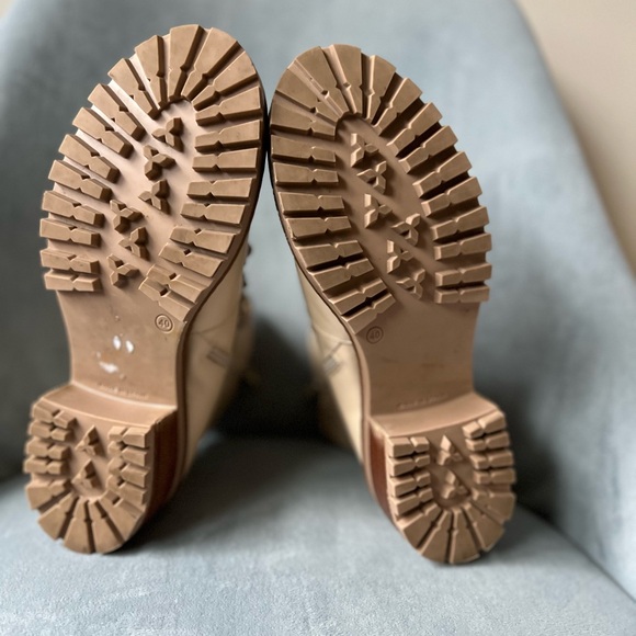 Bertuchi Leather Lace Up Combat Beige Tan Brown Boots Womens 40 9.5 - Picture 5 of 12